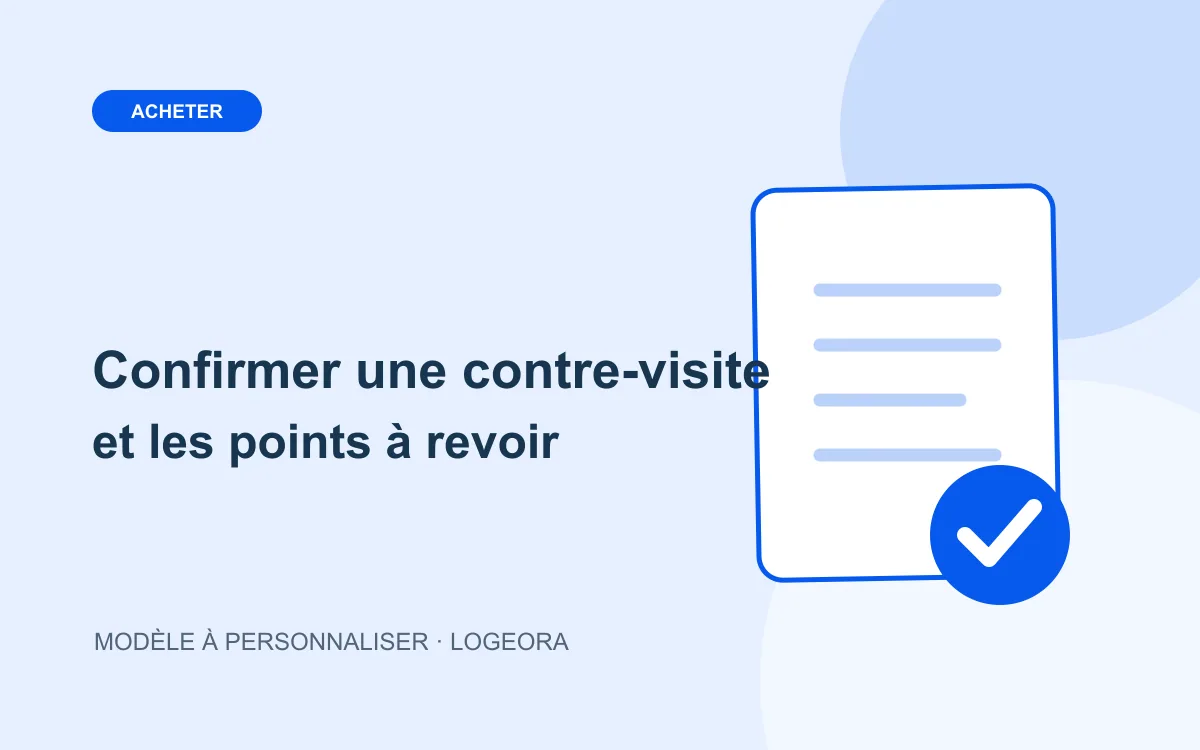Illustration du modèle « Confirmer une contre-visite et les points à revoir »